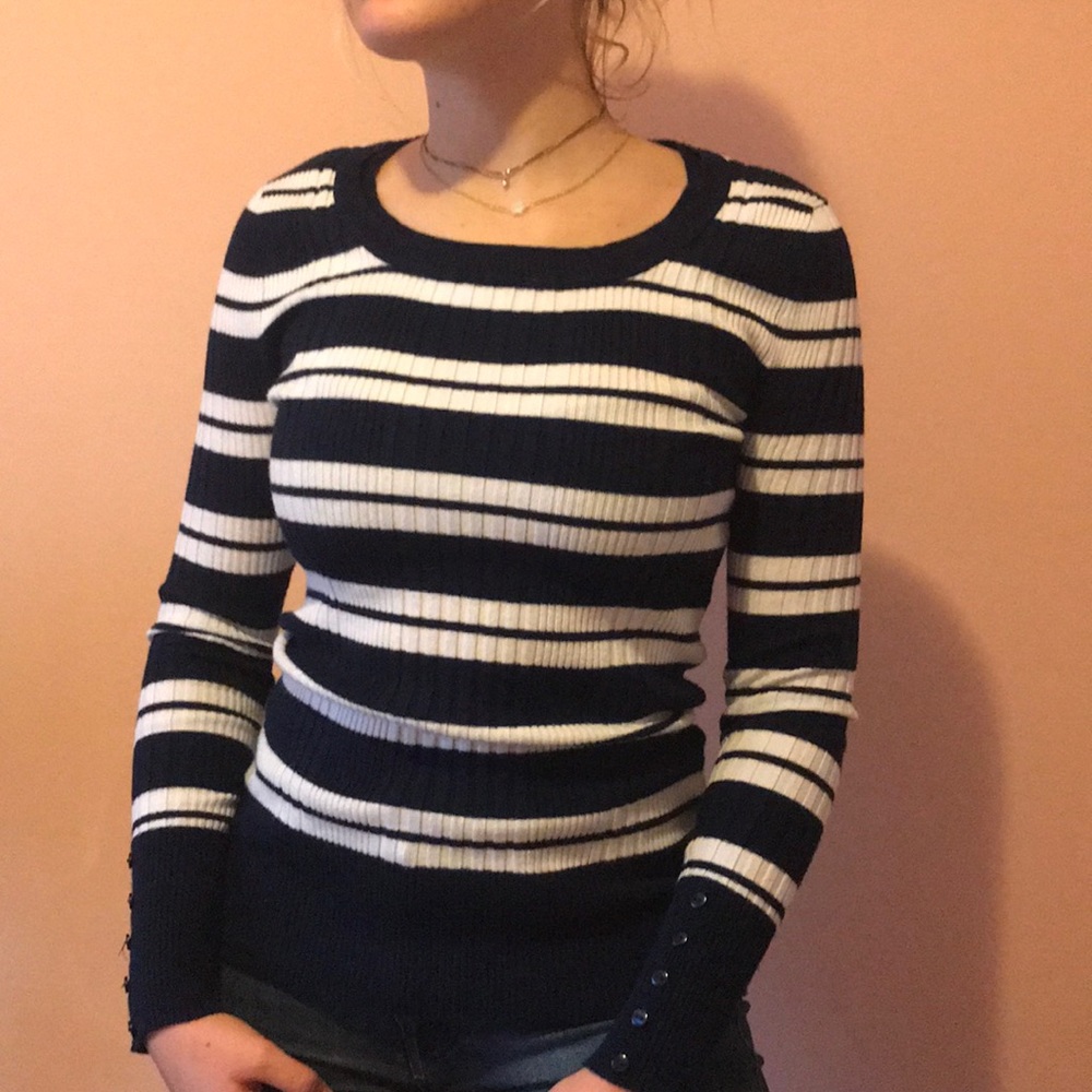 Stripped long thing sweater